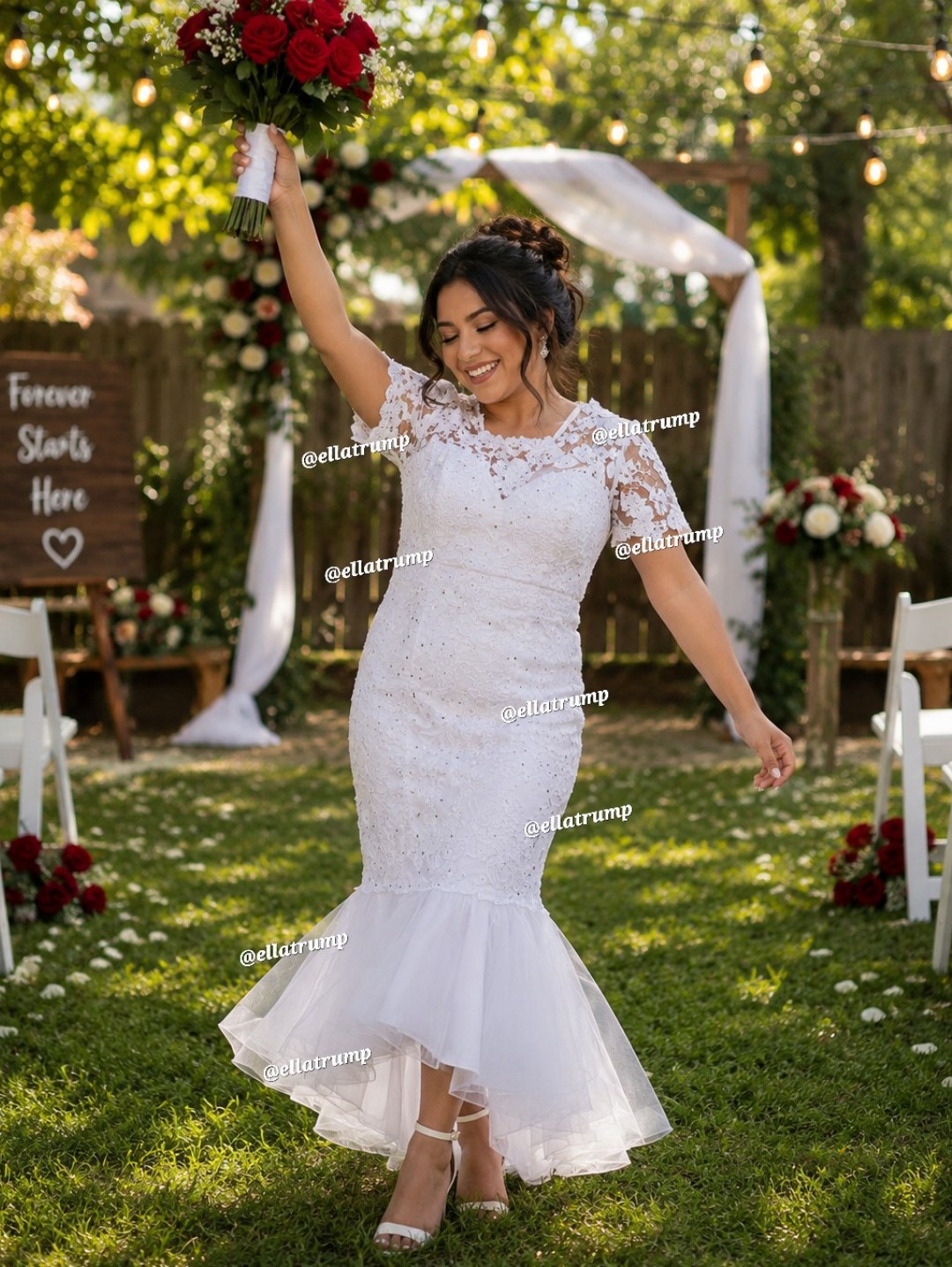 White Custom Made Bride Mermaid Style Dress